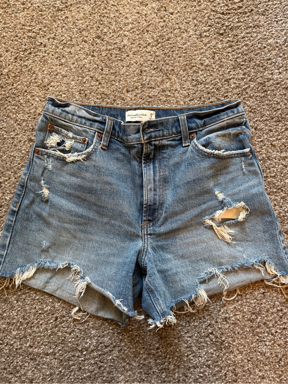Abercrombie & Fitch Distressed Blue Denim Women's Shorts 4 inch